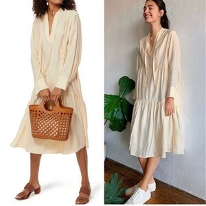 Vince Tiered Long Sleeve Midi Dress XS